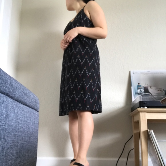 LOFT Black Strappy Patterned Summer Dress - Picture 3 of 5